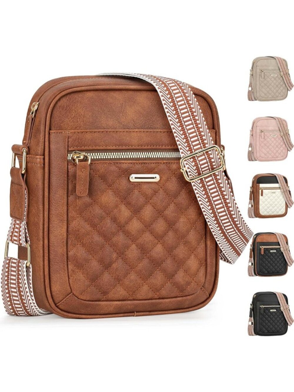 Women's Brown Small Shoulder Bags with Adjustable Strap for Travel Workout